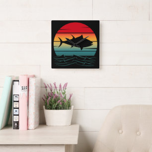 Vintage Tuna Fish Square Wall Clock