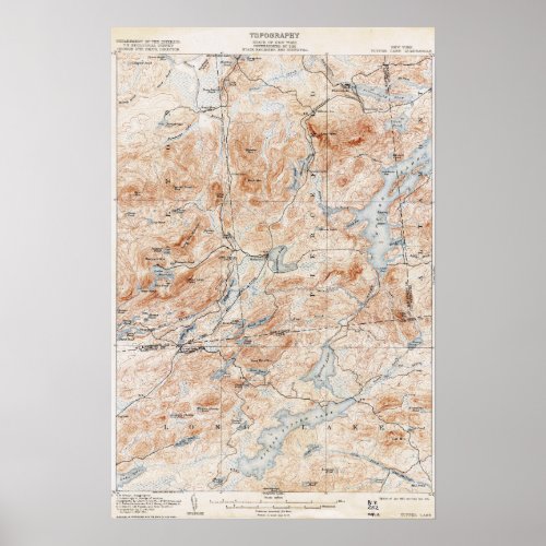 Vintage Tupper Lake New York Topographical Map Poster