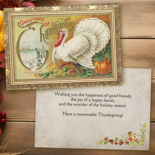 Vintage Turkey and Pumpkin Thanksgiving Holiday Card