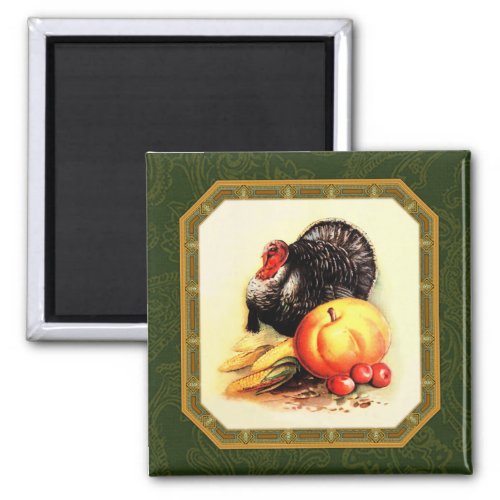 Vintage Turkey ans Pumpkin Thanksgiving Gift  Magnet
