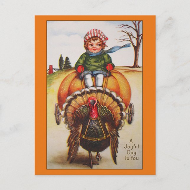 Vintage Turkey Day Illustration Thanksgiving Cards (Front)