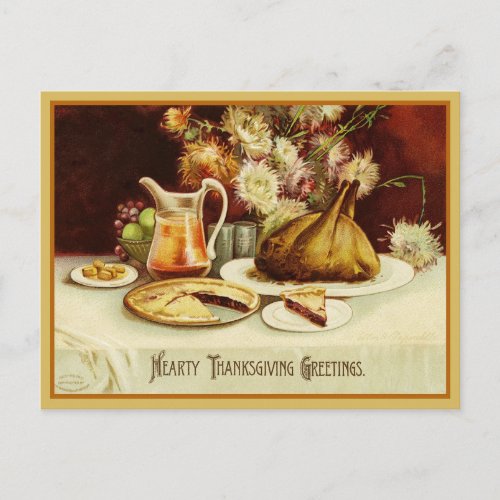 Vintage Turkey Dinner Thanksgiving Greetings Holiday Postcard