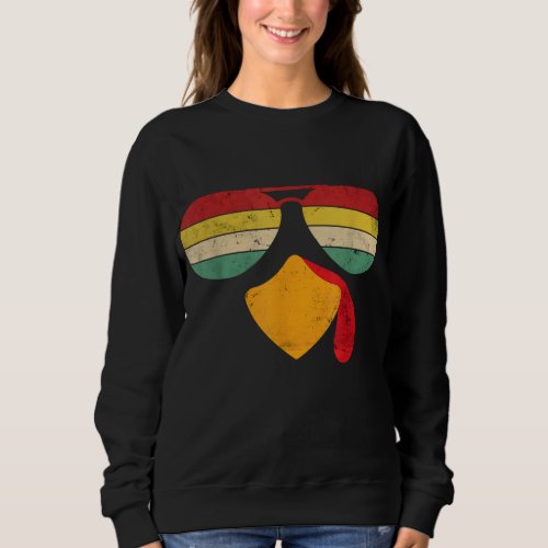 Vintage Turkey Face Thanksgiving Sunglasses Costum Sweatshirt