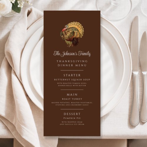 Vintage Turkey Family Thanksgiving Dinner Menu