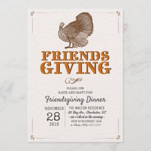 Vintage Turkey Friendsgiving Dinner Invitation