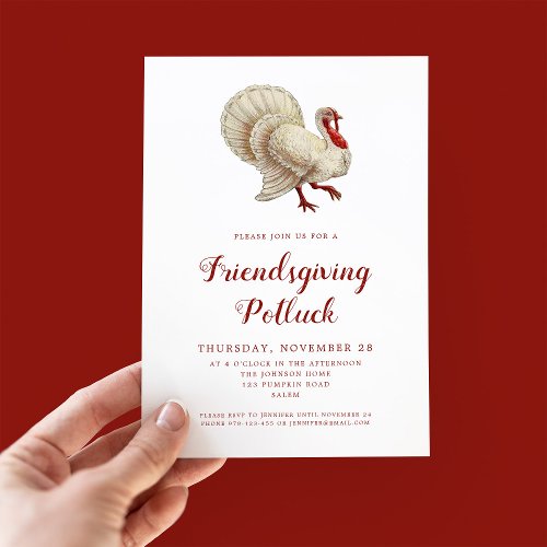 Vintage Turkey Friendsgiving Potluck  Invitation