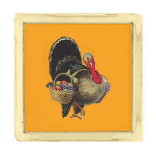 Vintage Turkey Gold Finish Lapel Pin