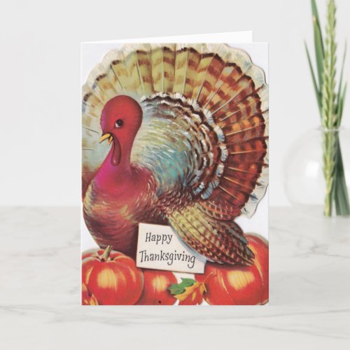Vintage Turkey Happy Thanksgiving Holiday Card