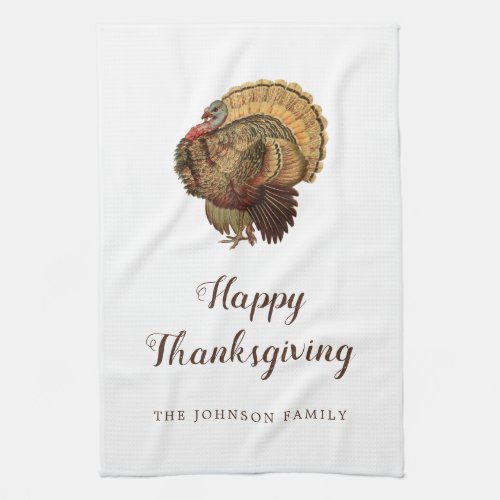 Vintage Turkey Happy Thanksgiving Kitchen Towel