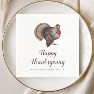 Vintage Turkey Happy Thanksgiving Napkins