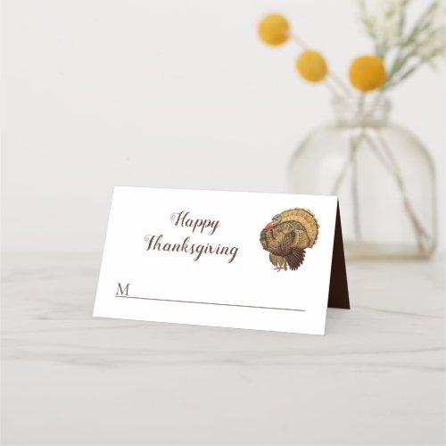Vintage Turkey Happy Thanksgiving Place Card