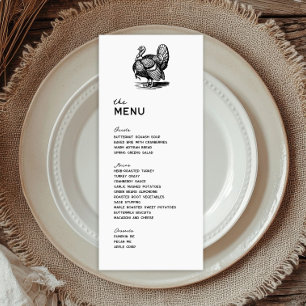 Vintage Turkey Holiday Thanksgiving Dinner Menu