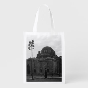 Vintage Turkey Istanbul Beyazit camii mosque Grocery Bag