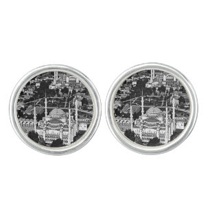 Vintage Turkey Istanbul blue mosque overview 1970 Cufflinks