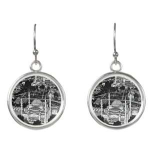 Vintage Turkey Istanbul blue mosque overview 1970 Earrings