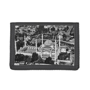 Vintage Turkey Istanbul blue mosque overview Tri-fold Wallet