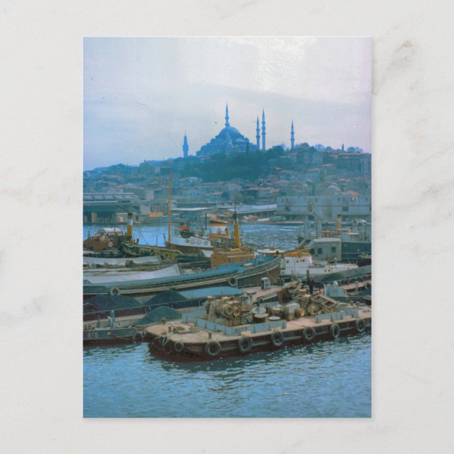 Vintage Turkey Istanbul Dredgers, Bosphoros Postcard (Front)