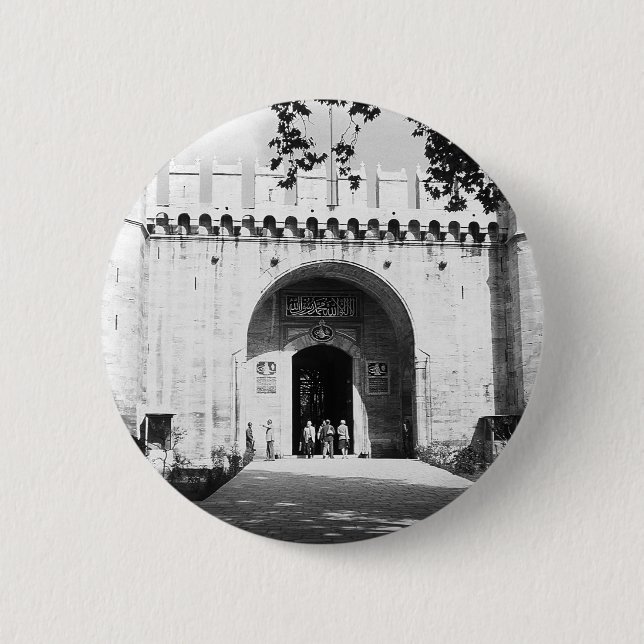 Vintage Turkey Istanbul Topkapi palace gate Postca Button (Front)