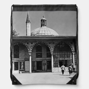 Vintage Turkey Istanbul Topkapi palace museum Post Drawstring Bag