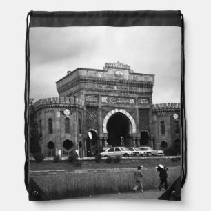 Vintage Turkey Istanbul University Postcard Drawstring Bag