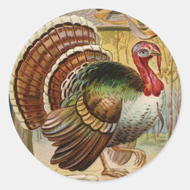 Vintage Turkey Round Sticker | Zazzle
