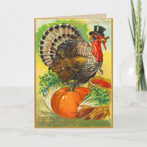 Vintage Turkey Thanksgiving Card