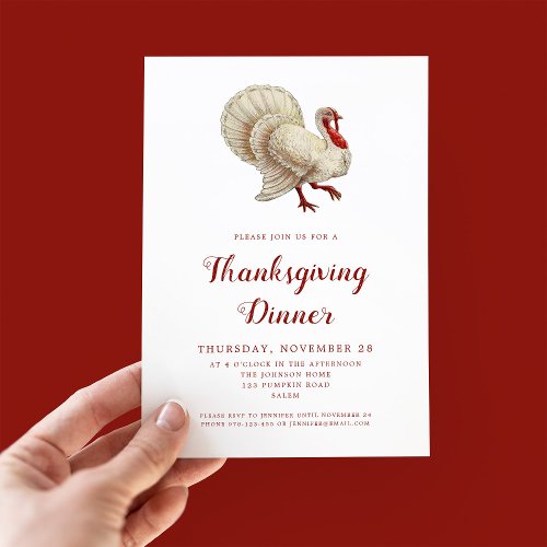 Vintage Turkey Thanksgiving Dinner Party  Invitation