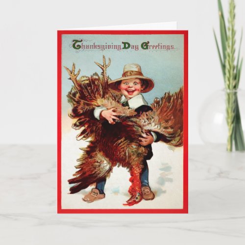 Vintage Turkey Thanksgiving Holiday Card