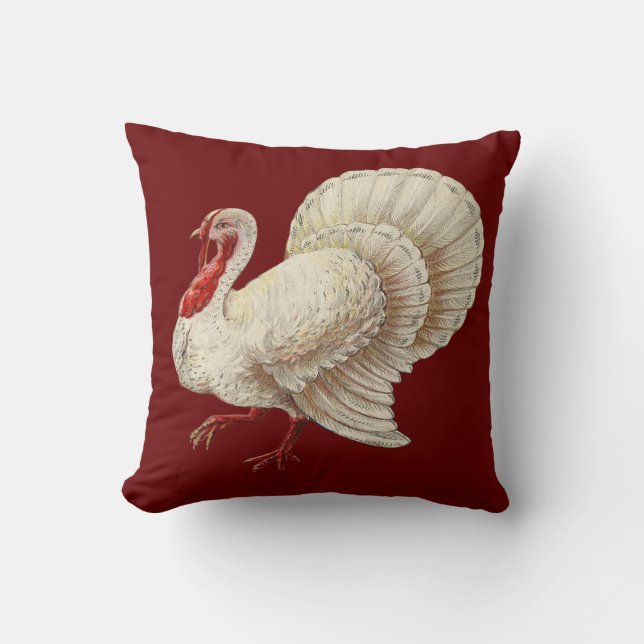 Vintage Turkey Thanksgiving Throw Pillow (Front)