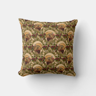 Vintage Turkey Thanksgiving Throw Pillow