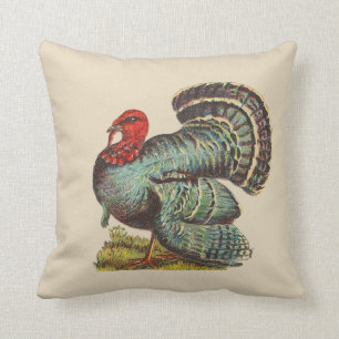 Vintage Turkey Throw Pillow