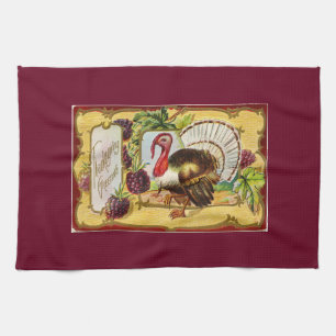 Vintage Turkey With Grapes Towel