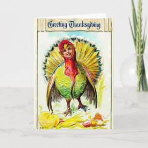 Vintage Turkey With Human Head Thanksgiving Card