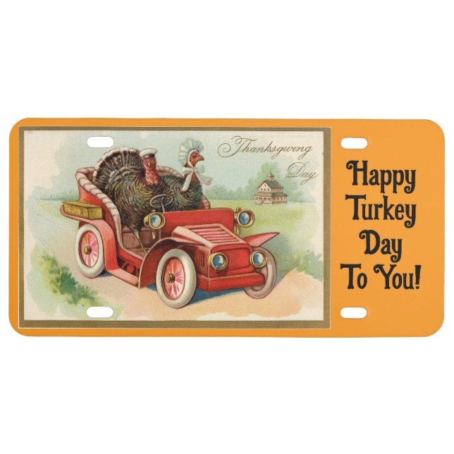 Vintage Turkeys In Car License Plate (Front)