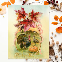 Vintage Turkeys, Wishbone and Autumn Leaves