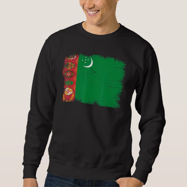 Vintage Turkmenistan Flag Turkmen Independence Day Sweatshirt (Front)