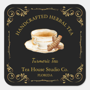 Vintage Turmeric Tea Square Label