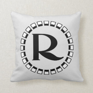 Vintage turn of the century, monogram R Throw Pillow