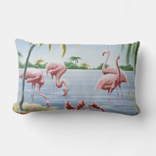 Vintage Turner Flamingo Lumbar Throw Pillow