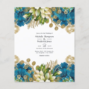 Vintage Turquoise and Gold Shabby Floral Wedding Flyer