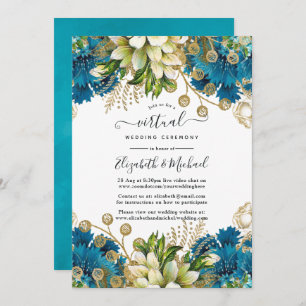 Vintage Turquoise and Gold Shabby Virtual Wedding Invitation