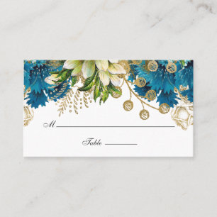 Vintage Turquoise and Gold Shabby Wedding Place Card