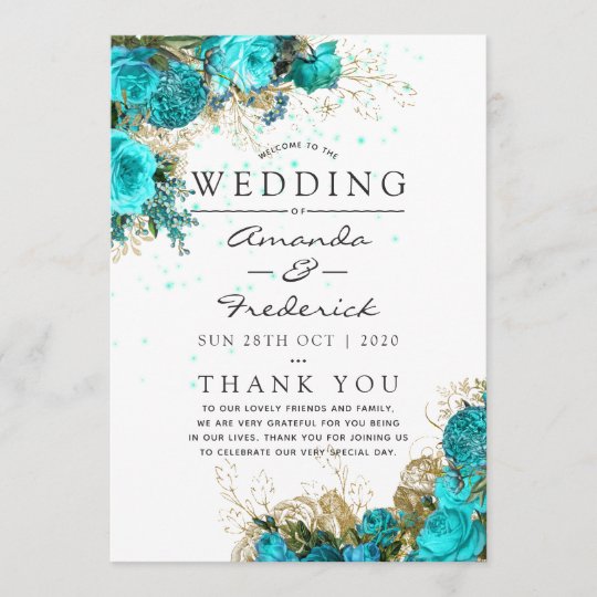 Vintage Turquoise And Gold Shabby Wedding Program Zazzle Com
