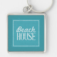 Vintage Turquoise Blue Beach House Keychain