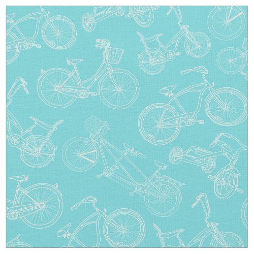 Vintage Turquoise Blue Bicycle Pattern Fabric