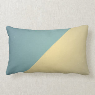 Vintage Turquoise Blue Cream ColorBlock Background Lumbar Pillow