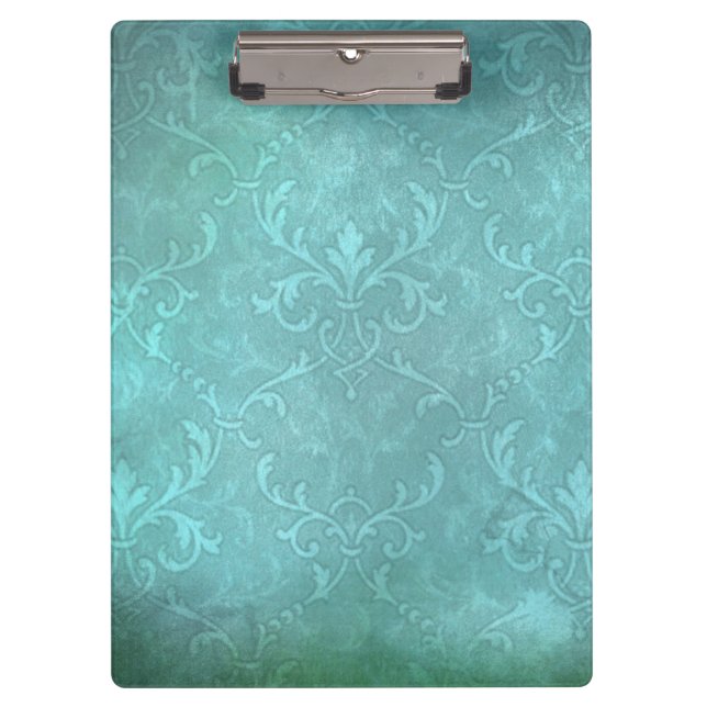 Vintage turquoise damask teal vintage pattern clipboard (Front)