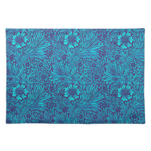 Vintage turquoise dark purple floral pattern cloth placemat