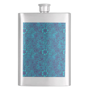 Vintage turquoise dark purple floral pattern flask