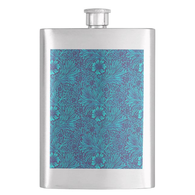 Vintage turquoise dark purple floral pattern flask (Front)